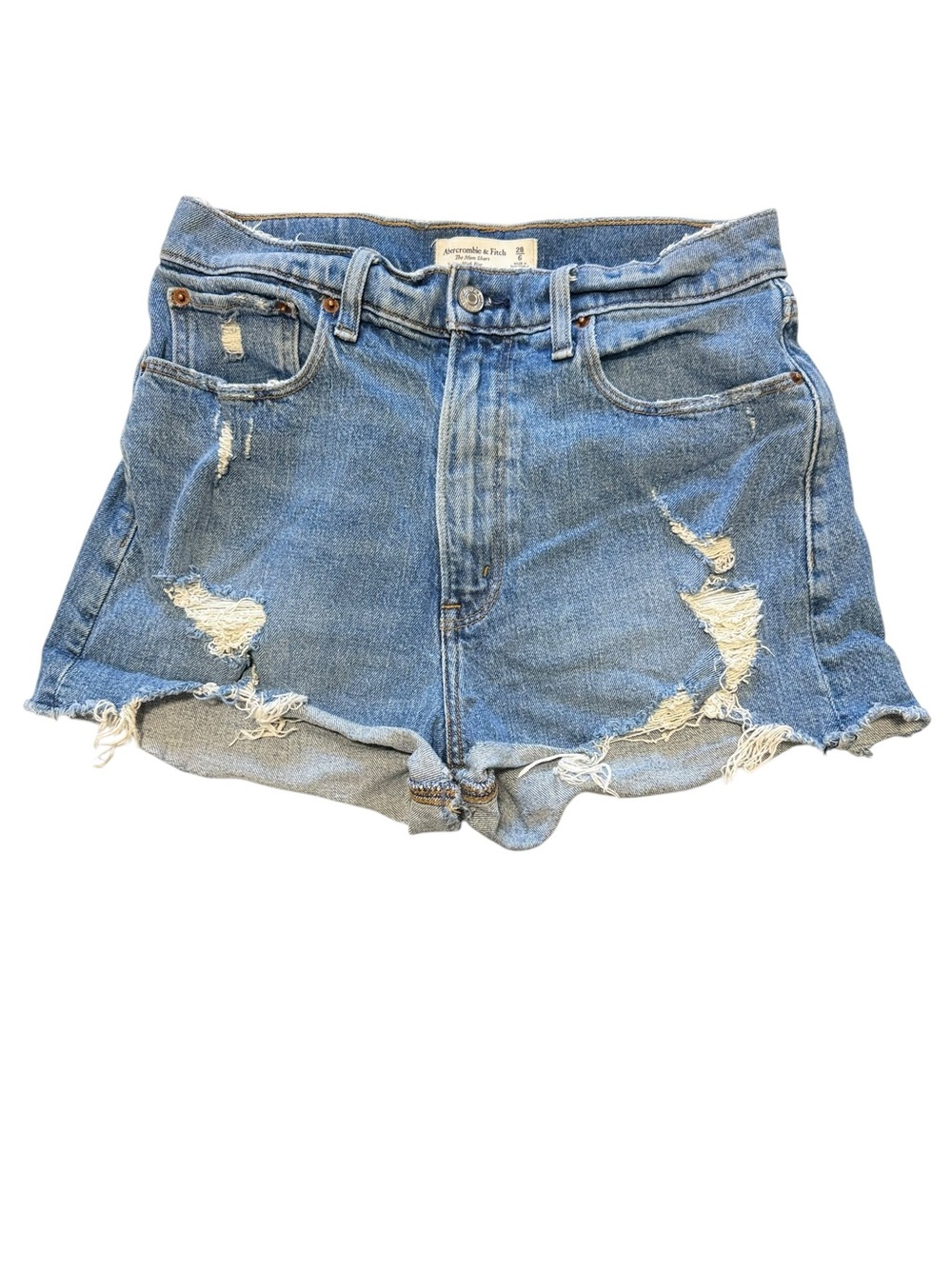 Abercrombie & Fitch High Rise Mom Jean Shorts Distressed size 6 / 28 Curve Love